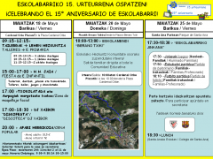 Programación de la celebración del 15º aniversario de Eskolabarri.